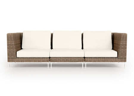 Brown Wicker Outdoor Sofa - 3 Seat