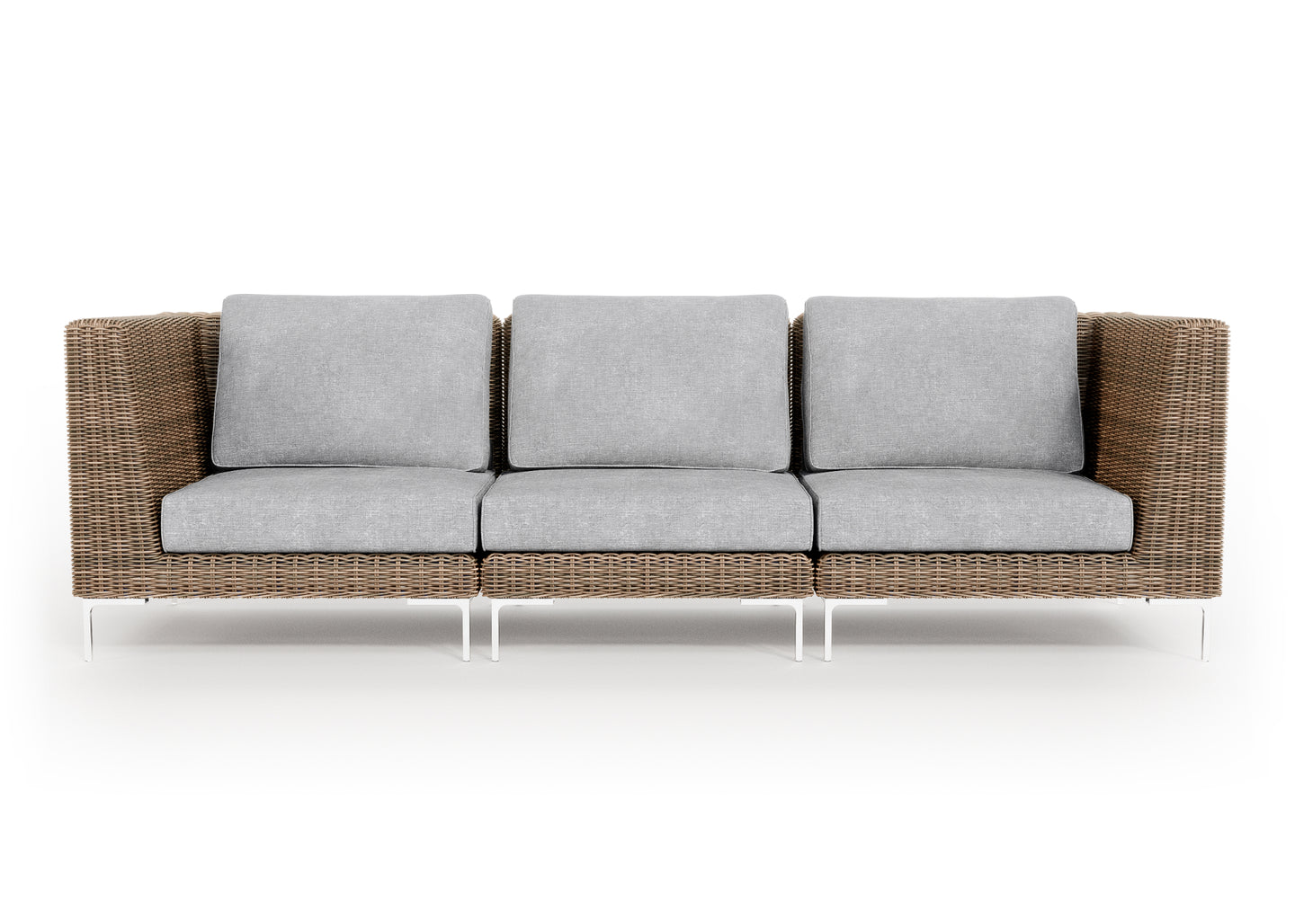 Brown Wicker Outdoor Sofa - 3 Seat