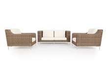Load image into Gallery viewer, Brown Wicker Outdoor Loveseat with Armchairs - 4 Seat
