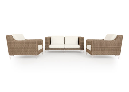 Brown Wicker Outdoor Loveseat with Armchairs - 4 Seat