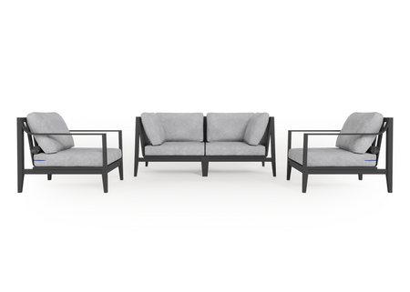 Charcoal Aluminium Outdoor Loveseat with Armchairs - 4 Seat