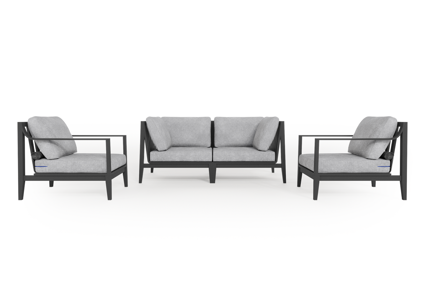 Charcoal Aluminium Outdoor Loveseat with Armchairs - 4 Seat