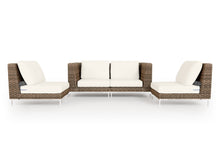 Load image into Gallery viewer, Brown Wicker Outdoor Loveseat with Armless Chairs - 4 Seat
