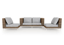 Load image into Gallery viewer, Brown Wicker Outdoor Loveseat with Armless Chairs - 4 Seat
