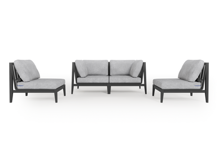 Charcoal Aluminium Outdoor Loveseat with Armless Chairs - 4 Seat