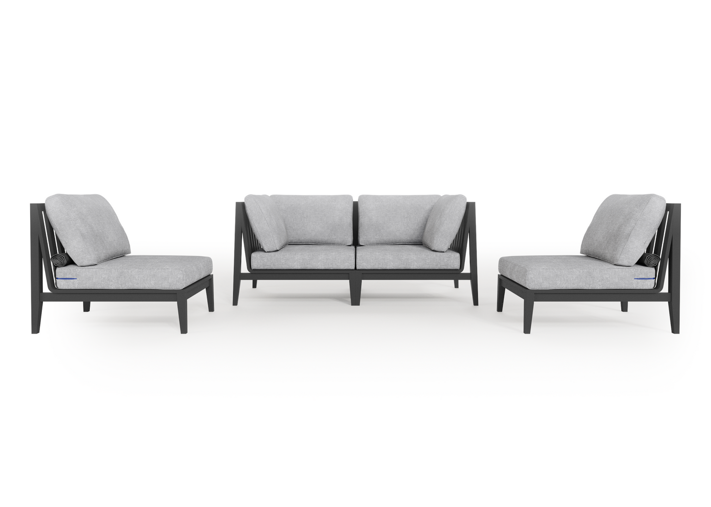 Charcoal Aluminium Outdoor Loveseat with Armless Chairs - 4 Seat