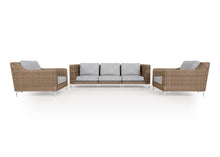 Load image into Gallery viewer, Brown Wicker Outdoor Sofa with Armchairs - 5 Seat
