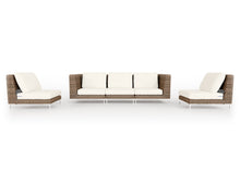 Load image into Gallery viewer, Brown Wicker Outdoor Sofa with Armless Chairs - 5 Seat
