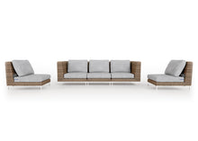 Load image into Gallery viewer, Brown Wicker Outdoor Sofa with Armless Chairs - 5 Seat
