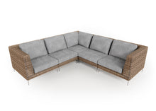 Load image into Gallery viewer, Brown Wicker Outdoor Corner Sectional - 5 Seat
