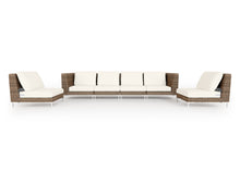 Load image into Gallery viewer, Brown Wicker Outdoor Sofa with Armless Chairs - 6 Seat
