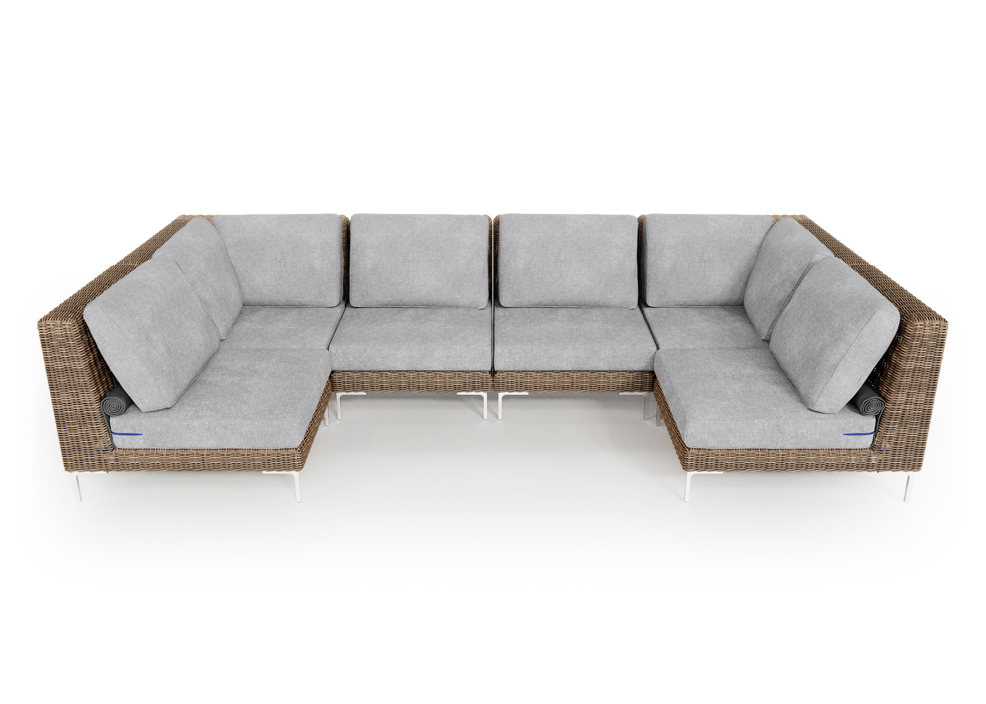 Brown Wicker Outdoor U Sectional - 6 Seat
