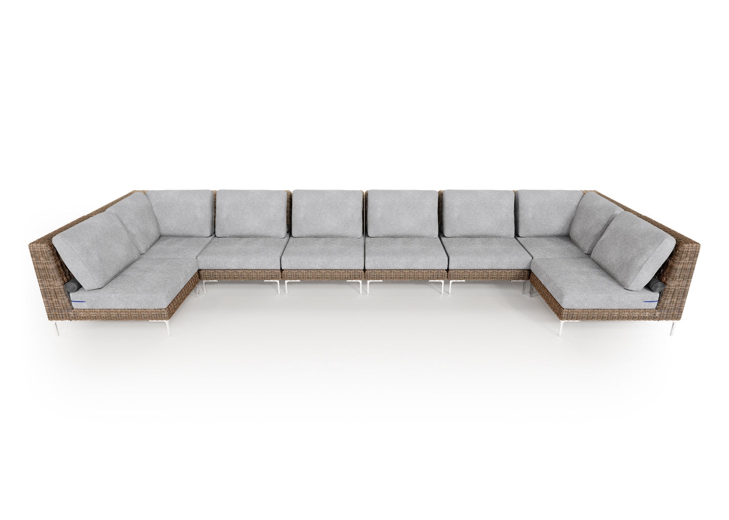 Brown Wicker Outdoor U Sectional - 8 Seat