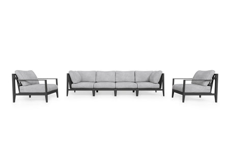 Charcoal Aluminium Outdoor Sofa with Armchairs - 6 Seat
