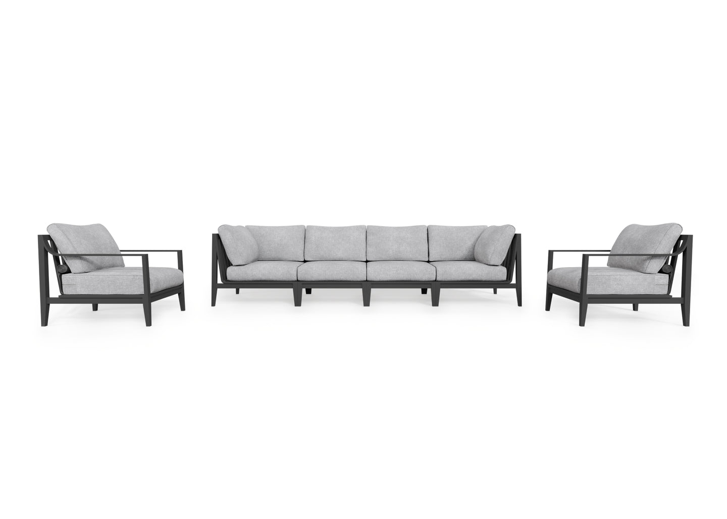 Charcoal Aluminium Outdoor Sofa with Armchairs - 6 Seat