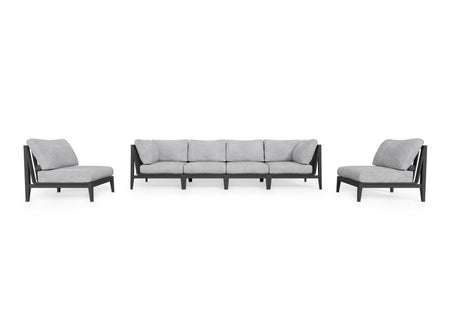 Charcoal Aluminium Outdoor Sofa with Armless Chairs - 6 Seat