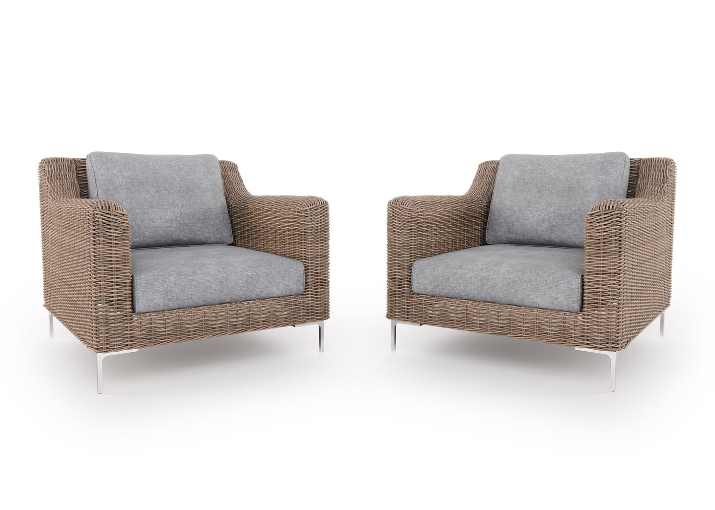 Brown Wicker Outdoor Armchair Conversation Set
