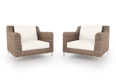 Brown Wicker Outdoor Armchair Conversation Set