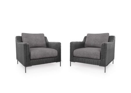 Black Wicker Outdoor Armchair Conversation Set