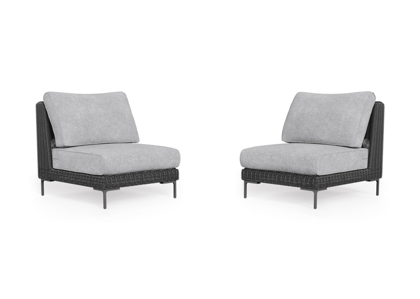 Black Wicker Outdoor Armless Chair Conversation Set
