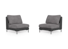 Load image into Gallery viewer, Black Wicker Outdoor Armless Chair Conversation Set

