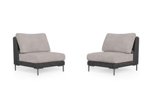 Load image into Gallery viewer, Black Wicker Outdoor Armless Chair Conversation Set
