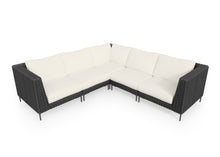 Load image into Gallery viewer, Black Wicker Outdoor Corner Sectional - 5 Seat
