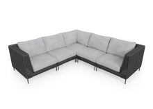 Load image into Gallery viewer, Black Wicker Outdoor Corner Sectional - 5 Seat
