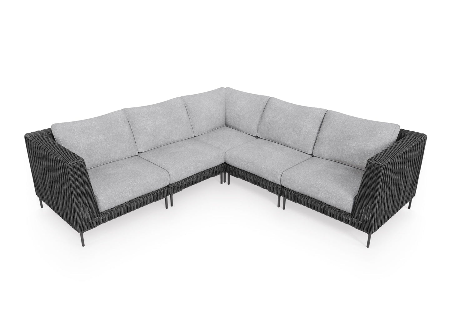 Black Wicker Outdoor Corner Sectional - 5 Seat