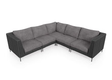Load image into Gallery viewer, Black Wicker Outdoor Corner Sectional - 5 Seat
