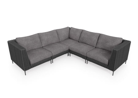 Black Wicker Outdoor Corner Sectional - 5 Seat