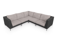Load image into Gallery viewer, Black Wicker Outdoor Corner Sectional - 5 Seat
