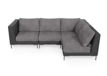 Load image into Gallery viewer, Black Wicker Outdoor L Sectional - 4 Seat
