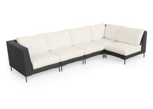Load image into Gallery viewer, Black Wicker Outdoor L Sectional - 5 Seat
