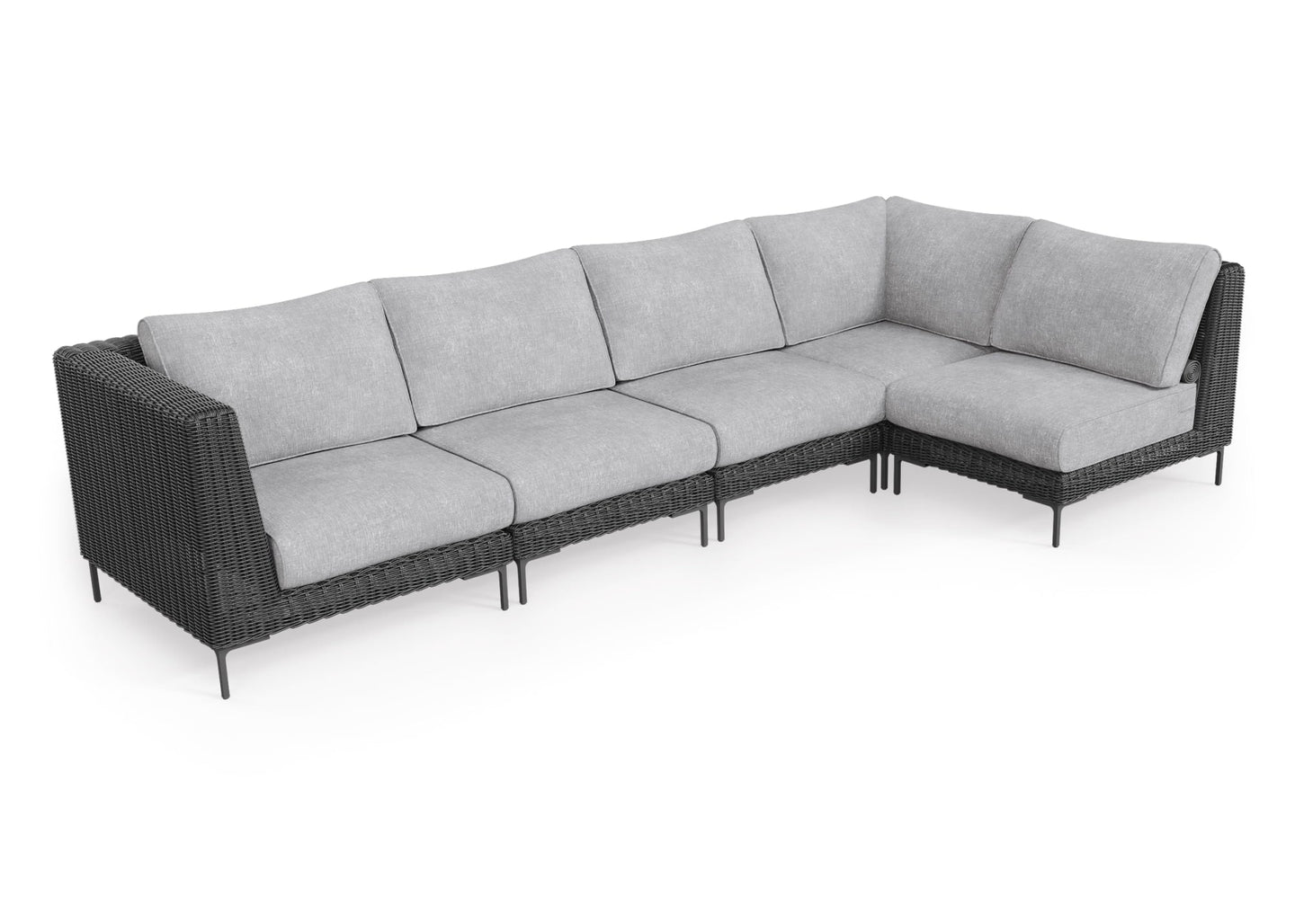 Black Wicker Outdoor L Sectional - 5 Seat