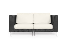 Load image into Gallery viewer, Black Wicker Outdoor Loveseat
