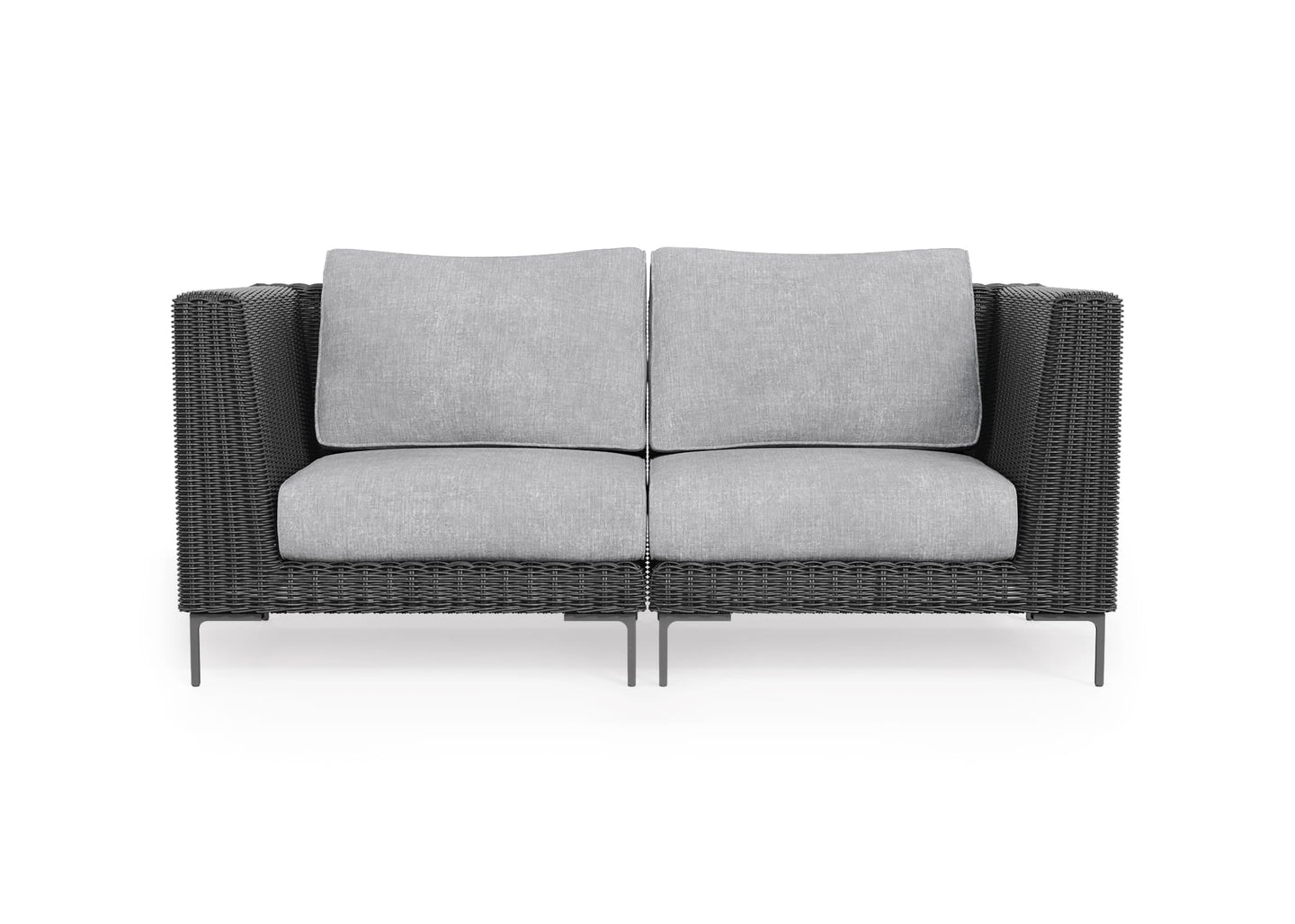 Black Wicker Outdoor Loveseat