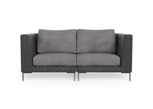 Load image into Gallery viewer, Black Wicker Outdoor Loveseat
