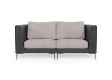Load image into Gallery viewer, Black Wicker Outdoor Loveseat
