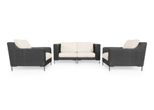 Load image into Gallery viewer, Black Wicker Outdoor Loveseat with Armchairs - 4 Seat
