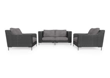 Load image into Gallery viewer, Black Wicker Outdoor Loveseat with Armchairs - 4 Seat
