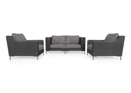 Black Wicker Outdoor Loveseat with Armchairs - 4 Seat