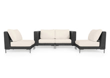 Load image into Gallery viewer, Black Wicker Outdoor Loveseat with Armless Chairs - 4 Seat
