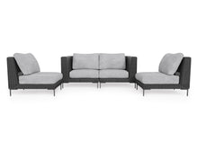 Load image into Gallery viewer, Black Wicker Outdoor Loveseat with Armless Chairs - 4 Seat
