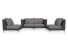 Load image into Gallery viewer, Black Wicker Outdoor Loveseat with Armless Chairs - 4 Seat
