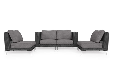 Black Wicker Outdoor Loveseat with Armless Chairs - 4 Seat