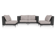 Load image into Gallery viewer, Black Wicker Outdoor Loveseat with Armless Chairs - 4 Seat
