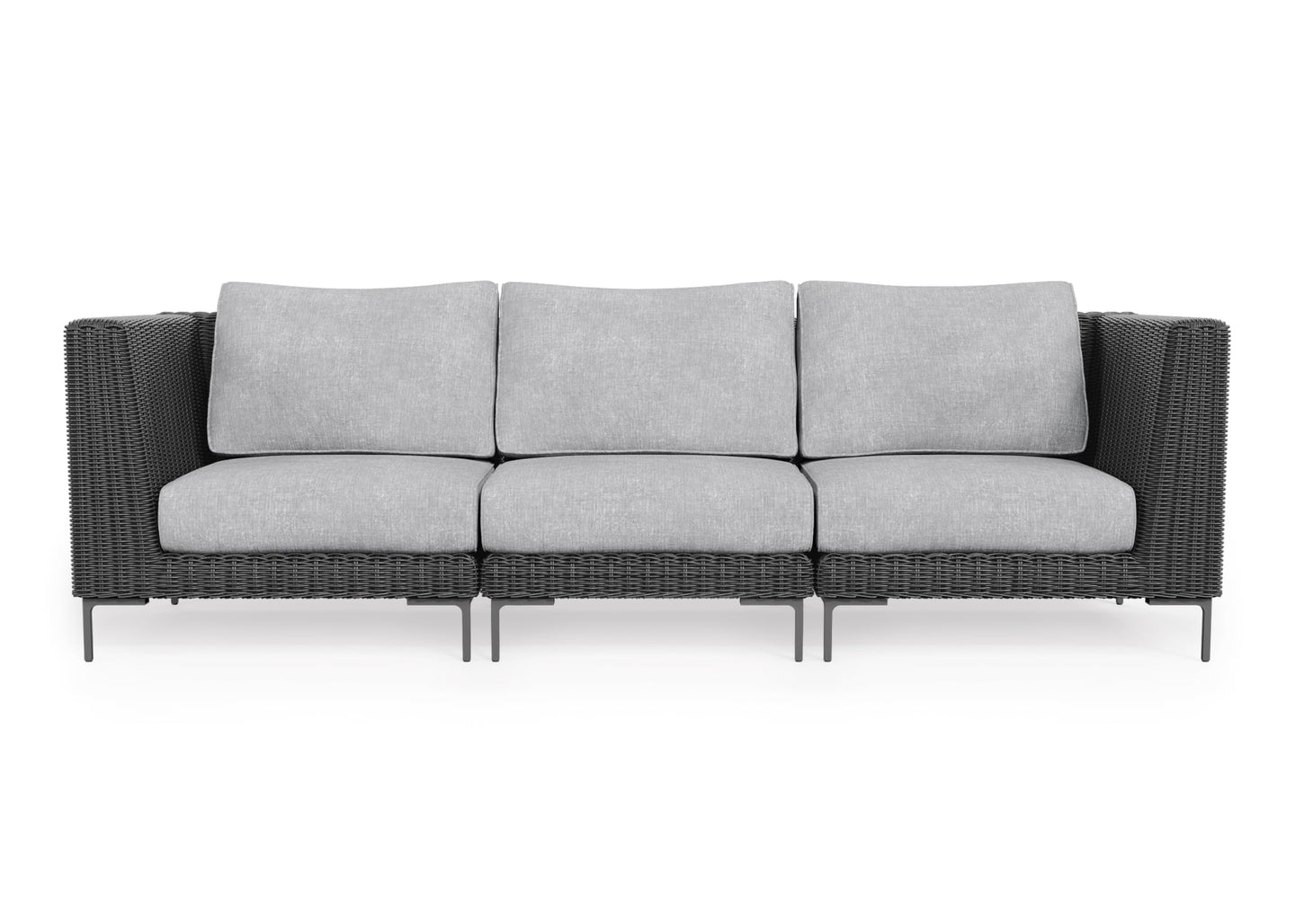 Black Wicker Outdoor Sofa - 3 Seat