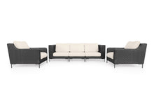 Load image into Gallery viewer, Black Wicker Outdoor Sofa with Armchairs - 5 Seat
