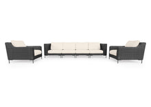 Load image into Gallery viewer, Black Wicker Outdoor Sofa with Armchairs - 6 Seat
